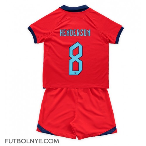 Camiseta Inglaterra Jordan Henderson #8 Visitante Equipación para niños Mundial 2022 manga corta (+ pantalones cortos)
